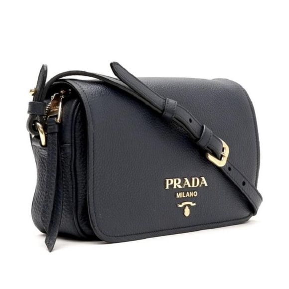 NEW Prada Vitello Phenix Black Leather Crossbody Bag 💯Authentic - Picture 2 of 11